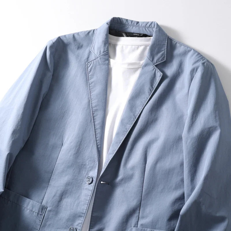 maoxiangshop Suit Jacket Men Clothing Single Breasted Pocket Casual Blazer Spring Summer Fashion Thin Solid Long Sleeve Sunscreen Tops