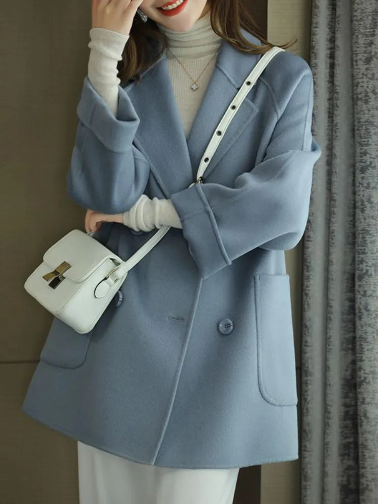 maoxiangshop Wool Coat Elegance Coats and Jackets Women New In Autumn Winter Jacket Women Korean Style Long Sleeve Office Lady Trench Coat