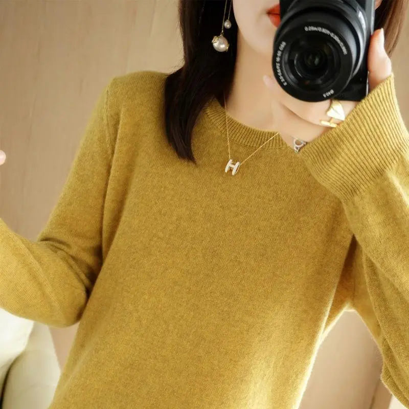 maoxiangshop Women Sweater Spring Autumn Long Sleeve O-neck Pullovers Warm Bottoming Shirts Korean Fashion Sweater Knitwear Soft Jumpers