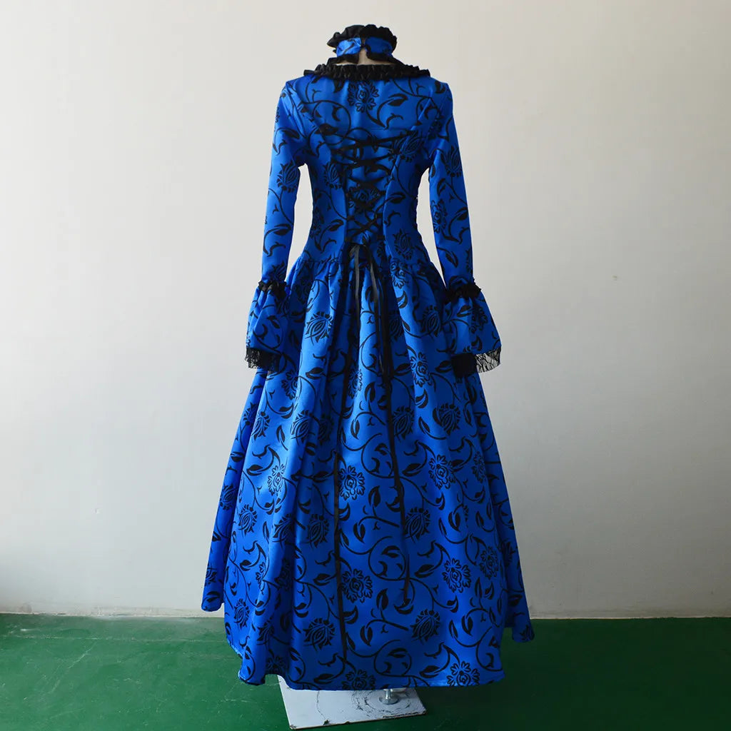 maoxiangshop - Halloween Women Victorian Medieval Queen Cosplay Costume Vintage Retro Gothic Lace Lace Up Party Long vestidos Evening Dresses