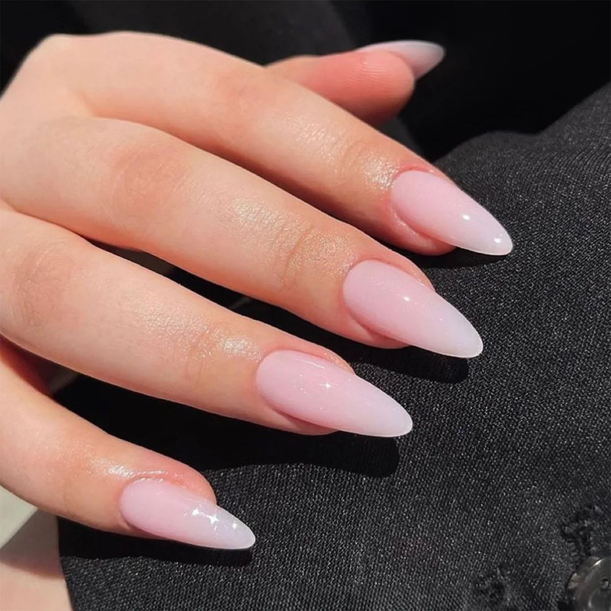 maoxiangshop 24Pcs False Nails With Glue Almond Pink Butterfly Design Detachable Rhinestones Acrylic Fake Nails long stiletto Press On Nails