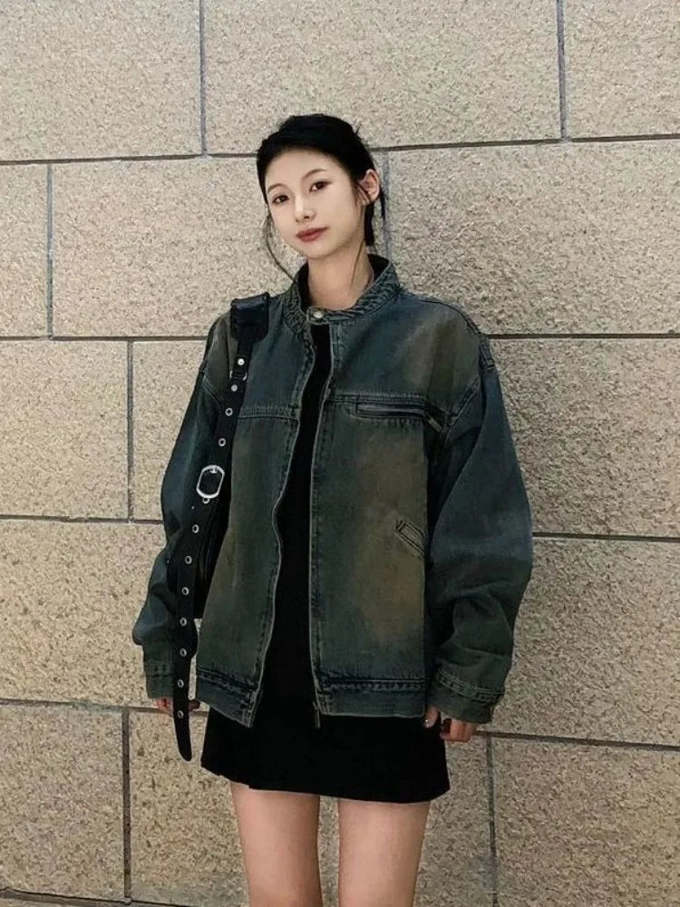 Vintage Plus Size Denim Coat Women Spring and Autumn 2023 New Loose American Jacket Ins Fashion Casual Streetwear Top