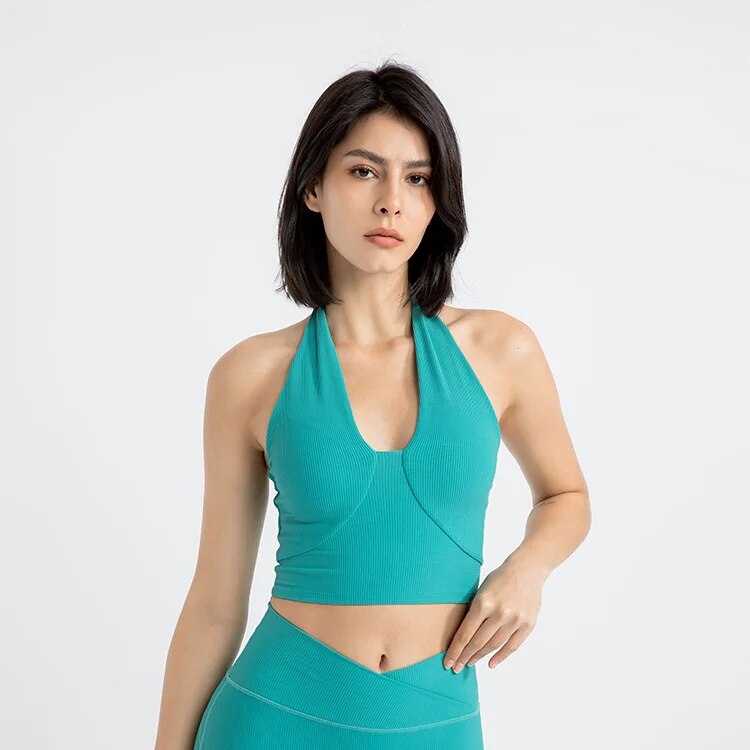 maoxiangshopSexy Backless Yoga Sports Bras Women Wireless Workout Tops Nylon Gym Fitness Bras Activewear