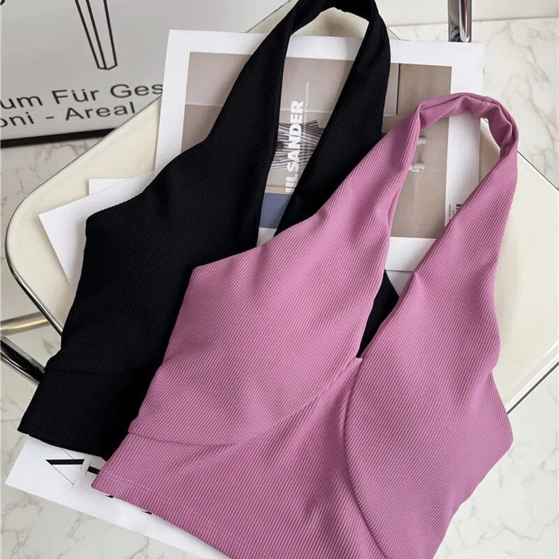 maoxiangshopSexy Backless Yoga Sports Bras Women Wireless Workout Tops Nylon Gym Fitness Bras Activewear