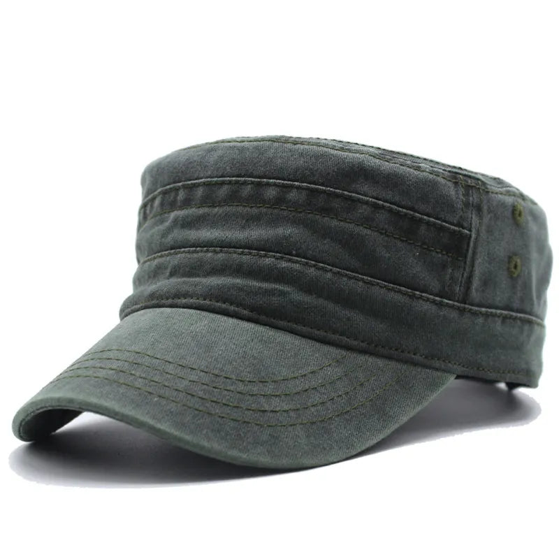 maoxiangshop New Washed Cotton Flat Top Cap Adjustable Outdoor Caps Women Men Retro Hats Man Cap