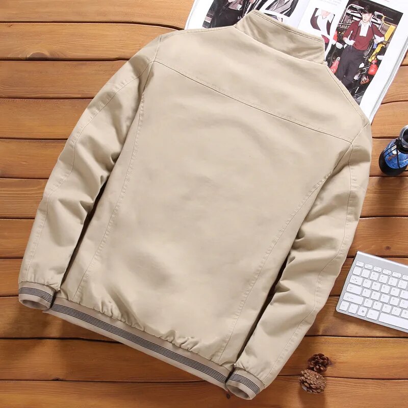 maoxiangshop Autumn Winter Fleece Jacket Men Coat Jackets Solid Color Fashion Casual Coat Khaki Black Military Baseball Coats Clothing
