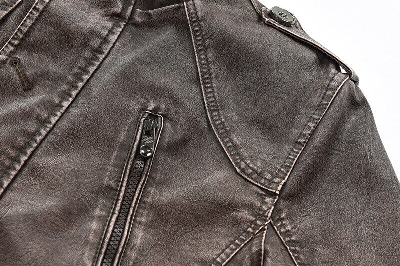maoxiangshop Faux Leather Jackets Men High Quality Classic Motorcycle Bike Cowboy Jacket Coat Male Plus Velvet Thick Coats L-3XL