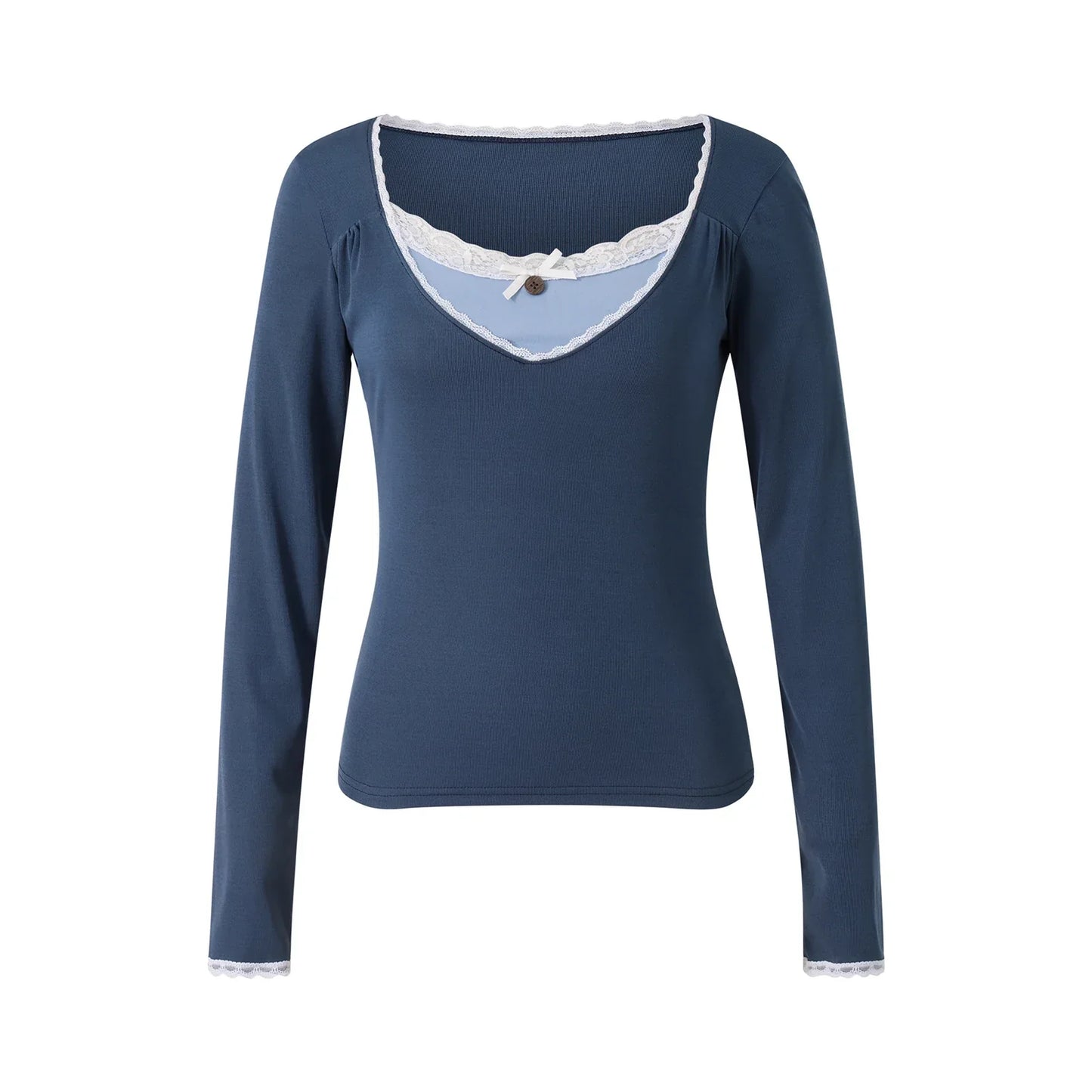 maoxiangshopWomen s Spring Autumn Slim Tops Black Long Sleeve Button Down Ribbed Skinny T-shirt