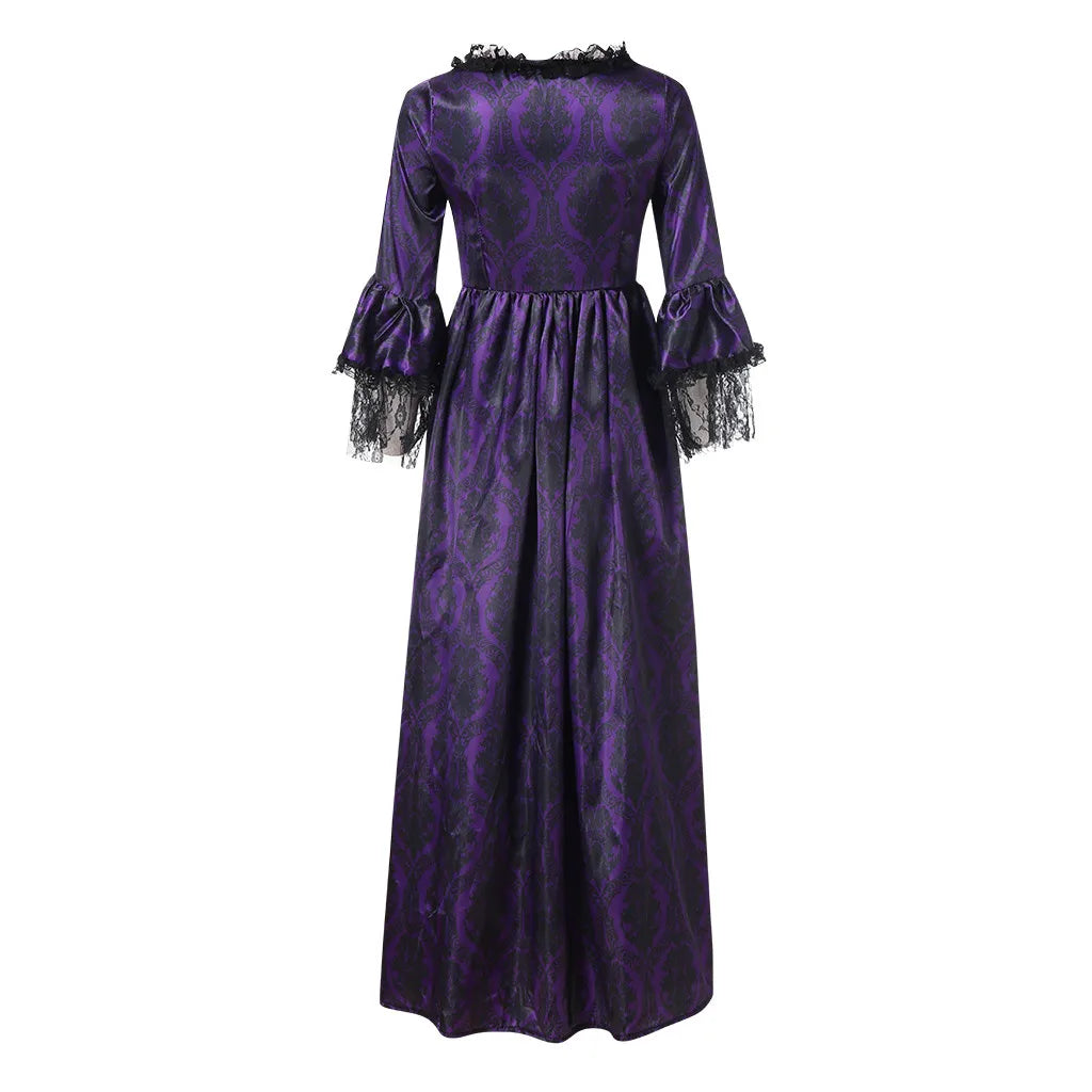 maoxiangshop - Steampunk Vintage Women Medieval Dress Gothic Lady Vampire Lace Sleeve Halloween Costume Fashionable Gorgeous robes longues