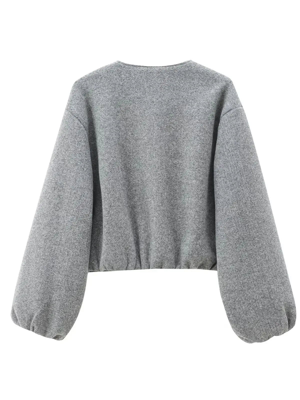 maoxiangshop - 2024 Women's Fashion Autumn/Winter Soft Bomber Jacket Women Retro Round Neck Long Sleeve Elastic Hem Zipper Female Coat