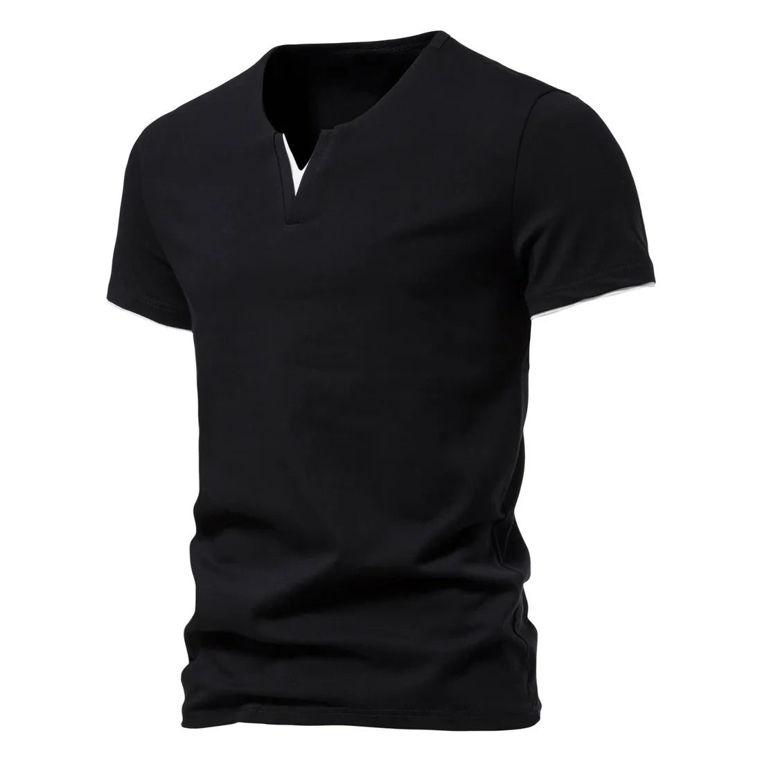 maoxiangshop Mens Short Sleeve Henley Shirts Casual Cotton Slim Fit Basic Summer V Neck T-Shirt