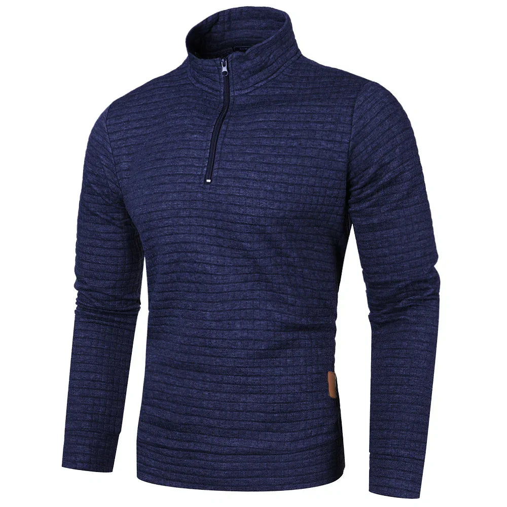 maoxiangshop Autum Men's Solid Color Sweatshirt New Oversize Half Zipper Pullover Warm Sweater Jogger Sport Tops