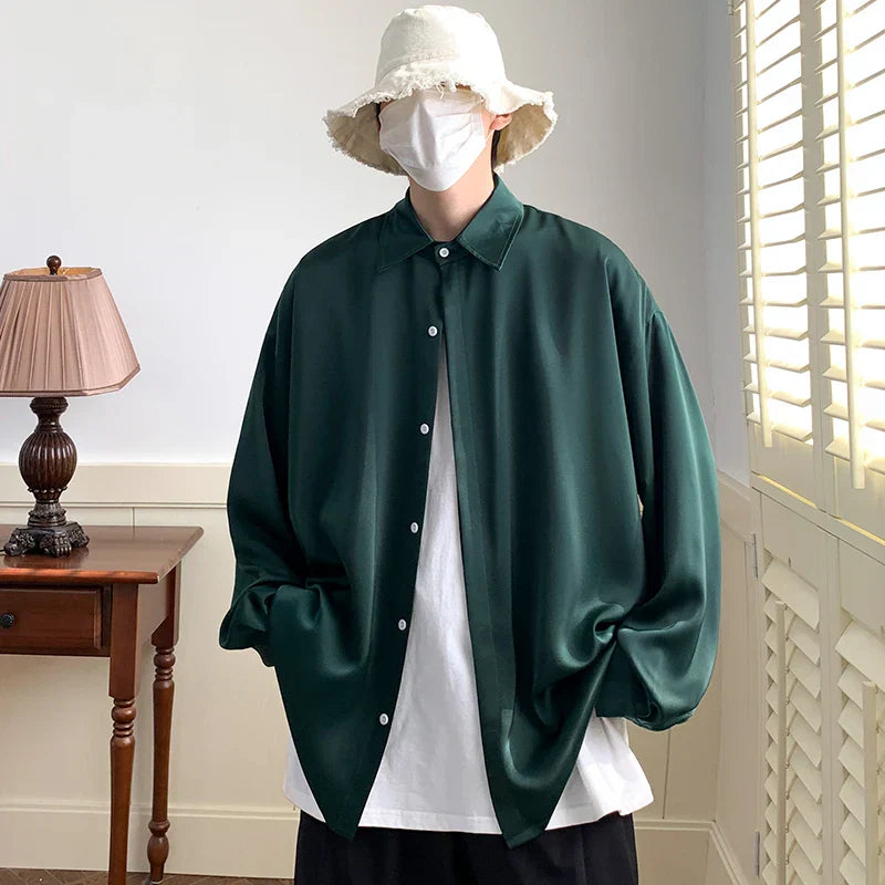 maoxiangshop 2024 Spring Summer Men White Vintage Shirts Mens Harajuku Fashion Oversized Shirt Male Black Casual Streetwear Blouses 5XL