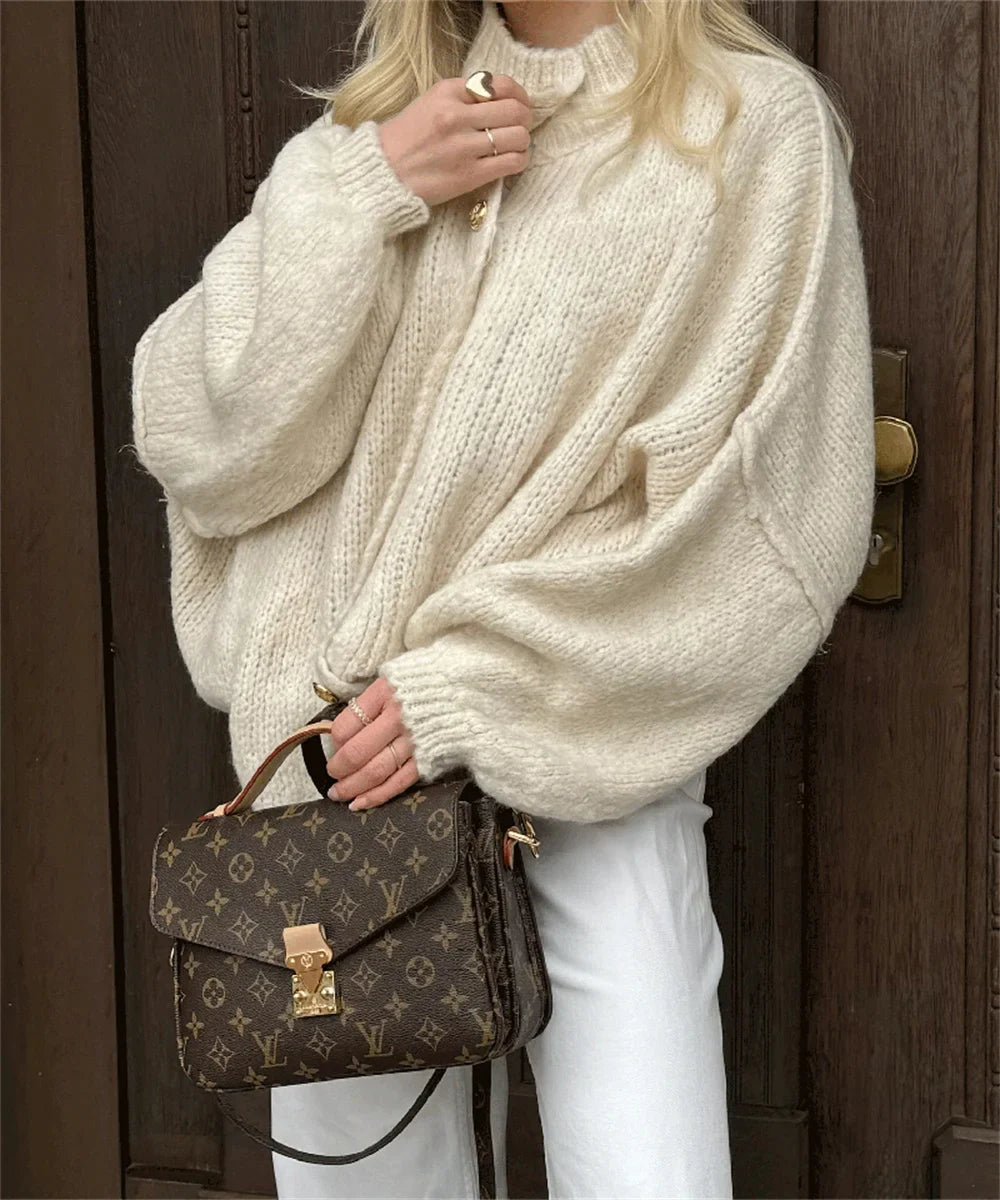 maoxiangshop - Casual Cardigan Women Sweater Loose Single Breasted O-neck Fashion Sweaters 2024 Autumn Office Female All-match Top Coat