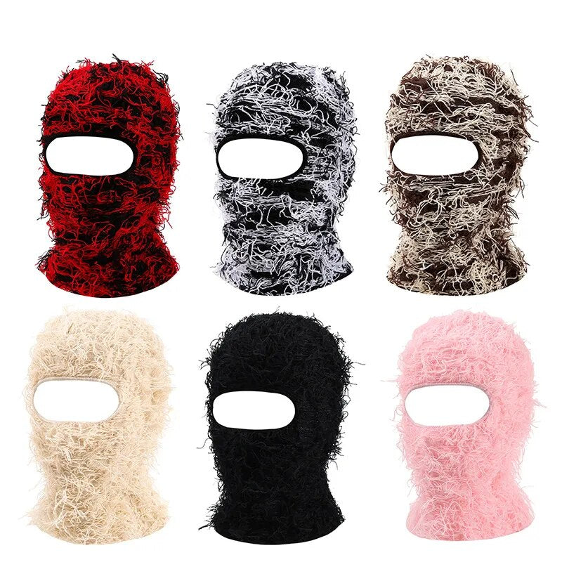 maoxiangshop Balaclava Distressed Knitted Full Face Ski Mask for Men Women Beanies Hats Skullies Camouflage Winter Warm Bonnet Windproof Hats