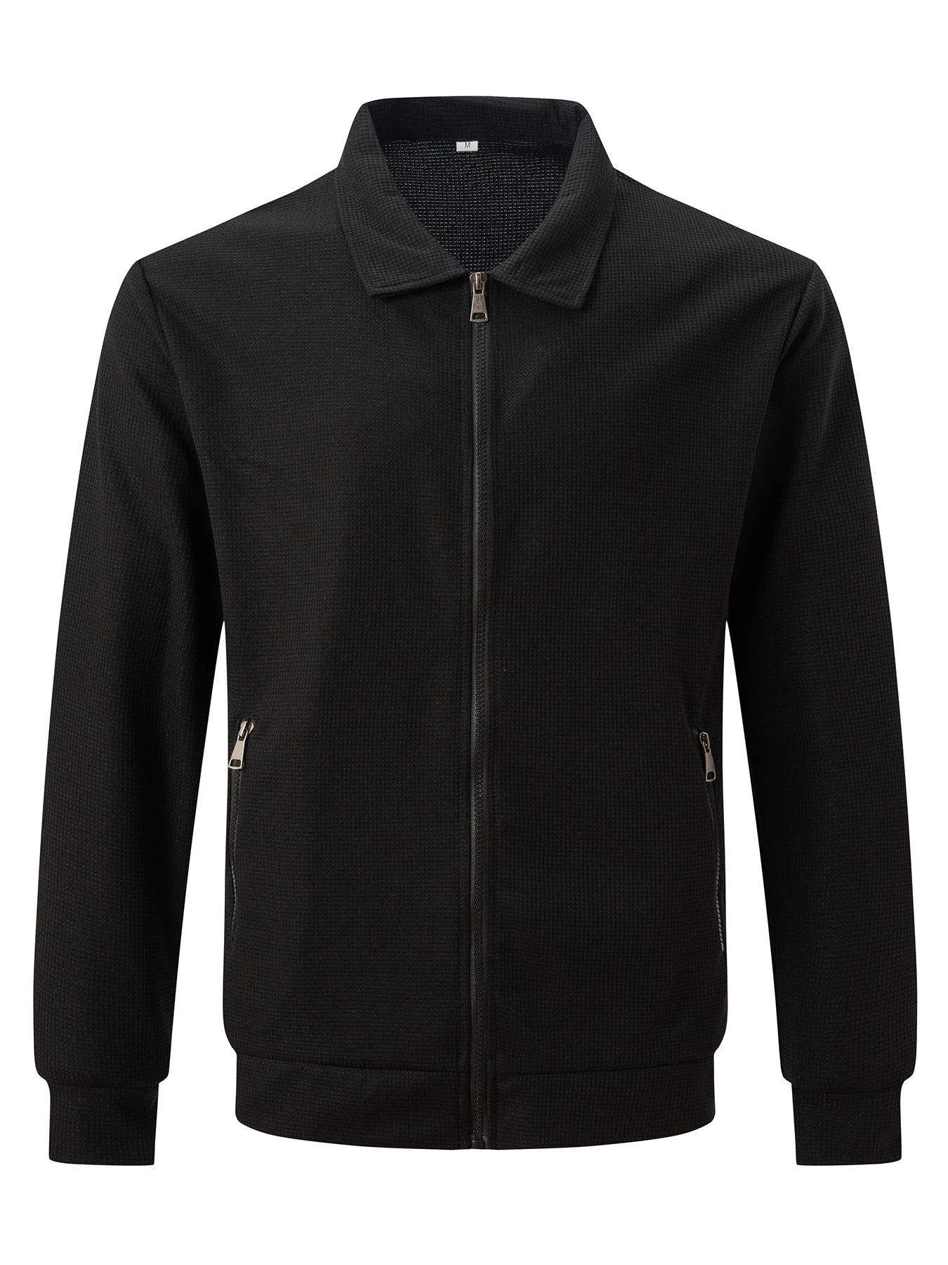 maoxiangshop Men's Lightweight Zip-Up Windbreaker: Classic Crew Neck, Stretch Polyester Jacket, Ideal for Spring/Fall Casual Wear