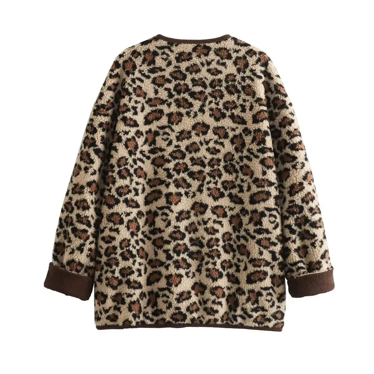 maoxiangshop - Autumn Leopard Jacket Coat Women 2024 New Arrivals O Neck Single Breasted Jacket Casual Female Coat