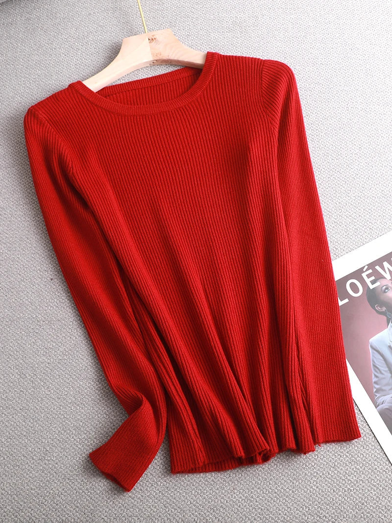 maoxiangshop winter clothes Knitted woman sweaters Pullovers spring Autumn Basic women's jumper Slim women's sweater cheap pull long sleeve