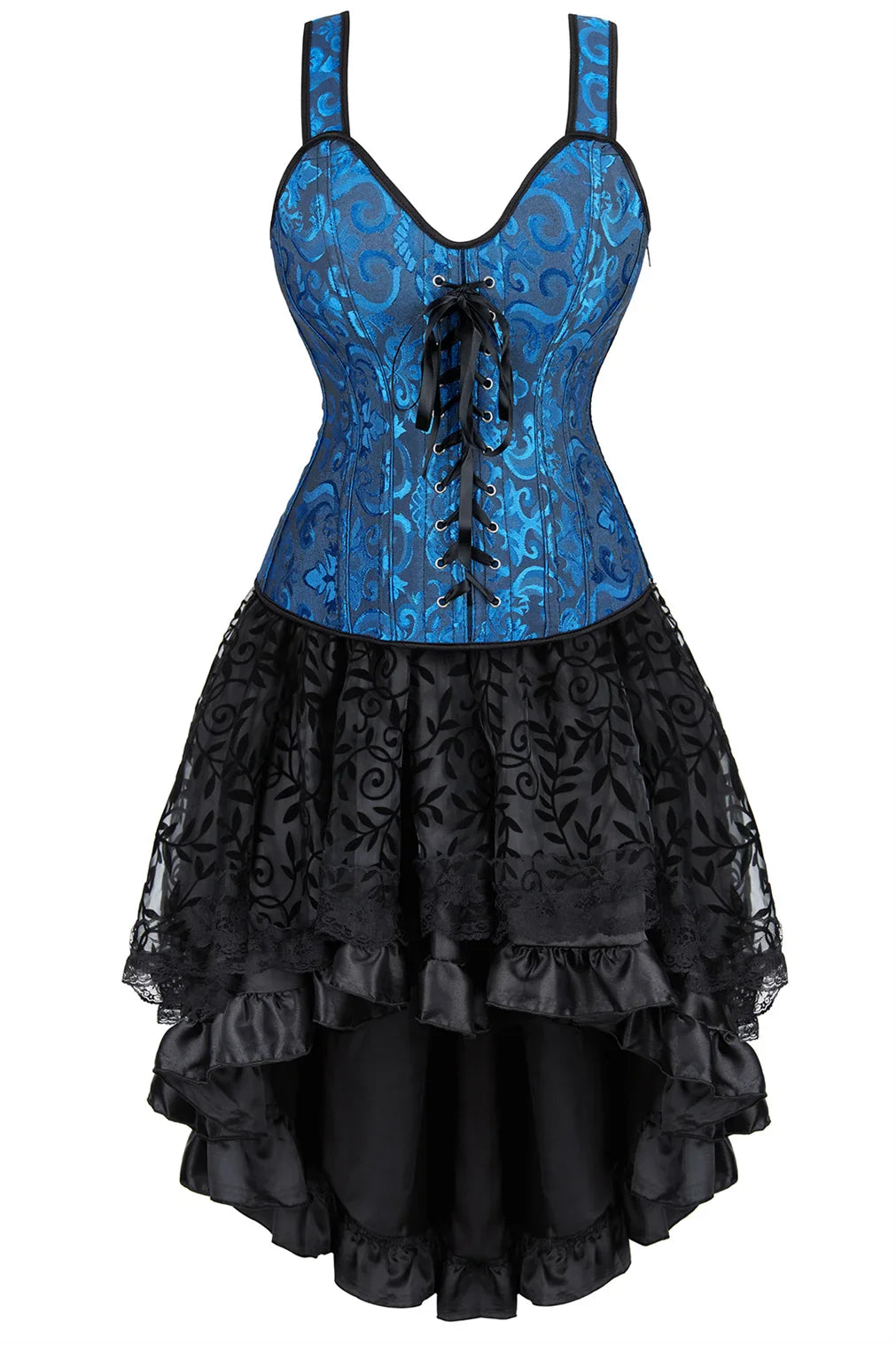 maoxiangshop - Steampunk Corset Skirt Gothic Bridal Strap Bustiers Dress Party Outfits for Women Plus Size Sexy Pirate Costumes Rave Clothes
