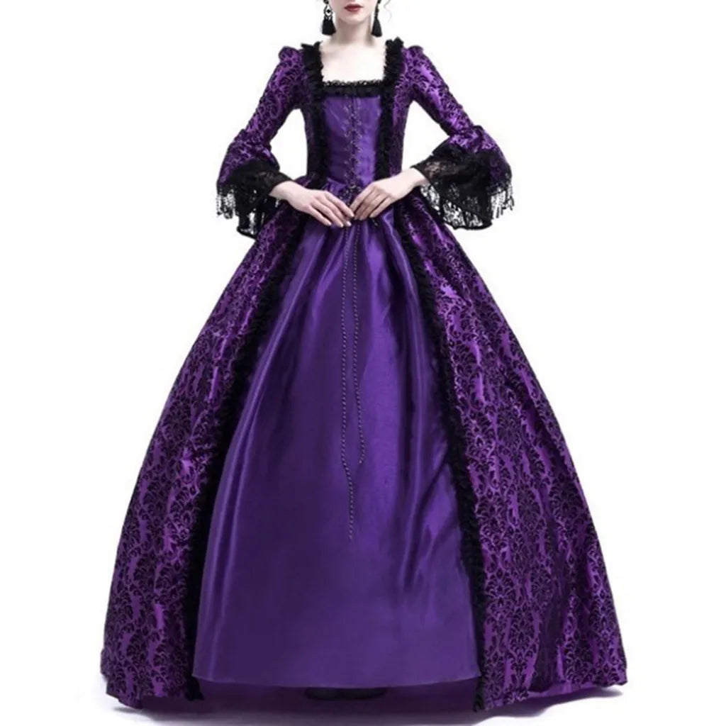 maoxiangshop - Steampunk Vintage Women Medieval Dress Gothic Lady Vampire Lace Sleeve Halloween Costume Fashionable Gorgeous robes longues