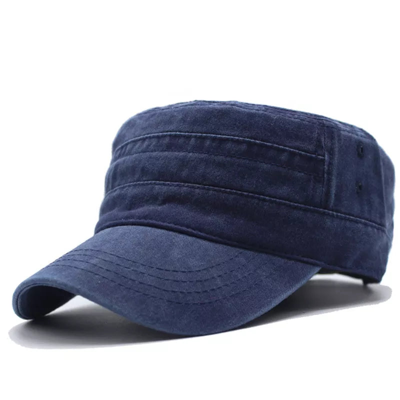 maoxiangshop New Washed Cotton Flat Top Cap Adjustable Outdoor Caps Women Men Retro Hats Man Cap