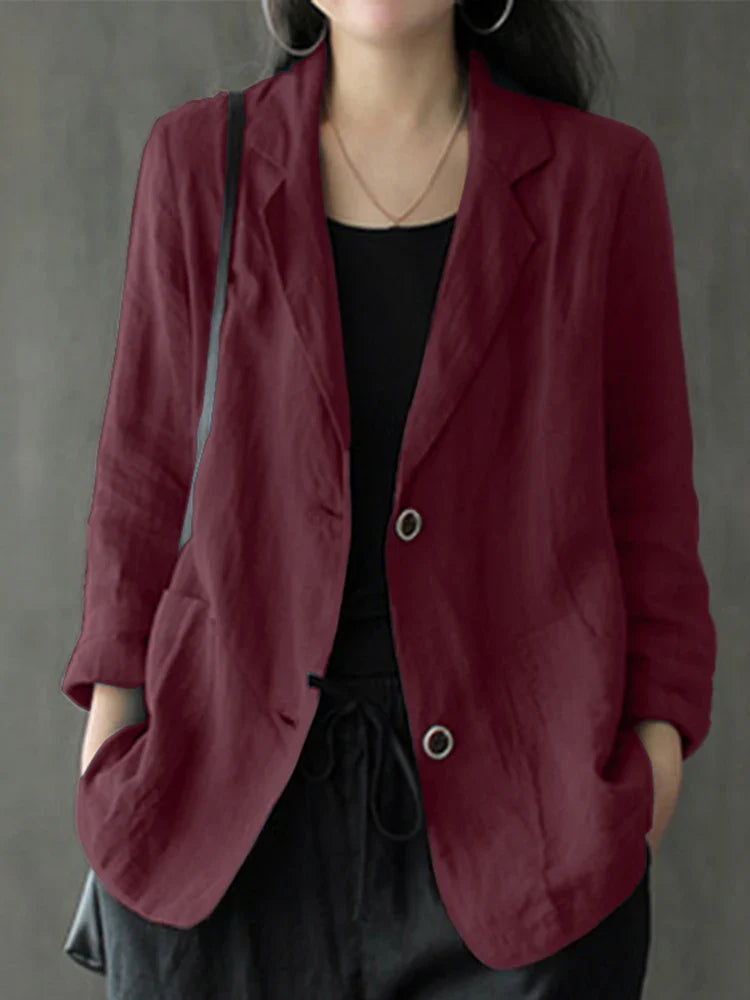 maoxiangshop Elegant Solid Blazer Women Autumn Overcoats Casual Long Sleeve Single Button Coats Female Lapel Outwears Oversized