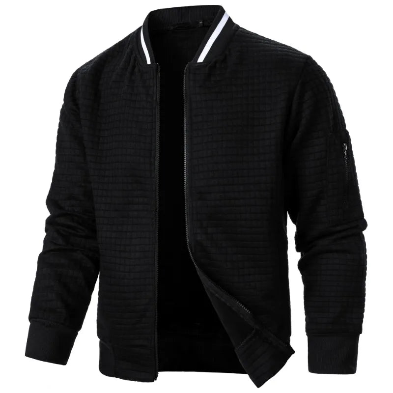 maoxiangshop Autumn Mens Long Sleeve Zipper Jacket Stand Up Coats Sport Outdoor Sweatwear Winter Warm Baseball Collar Sweatshirts