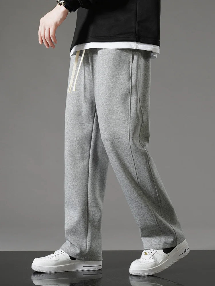 maoxiangshop Spring Autumn Men Sweatpants Korean Fashion Sportswear Drawstring Wide Leg Straight Track Pants Cotton Casual Loose Trousers