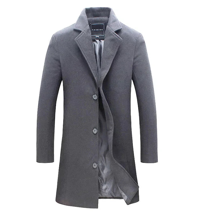 maoxiangshop WINTER OUTFITS MEN Autumn Winter Fashion Men's Woolen Coats Solid Color Single Breasted Lapel Long Coat Jacket Casual Overcoat Plus Size 9 Colors