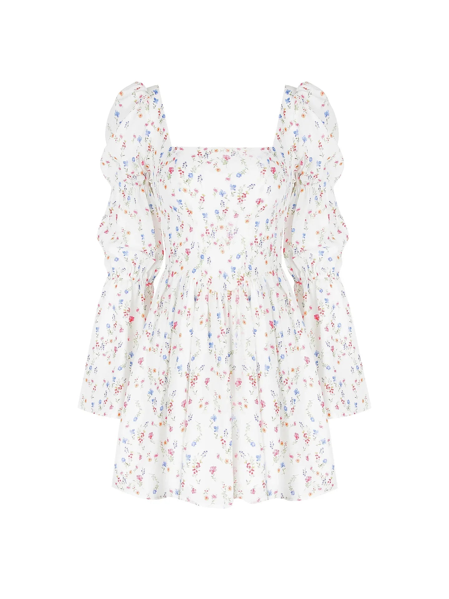 Summer Holiday Dress Square Neck Lantern Sleeve Chiffon Dress Casual Birthday Party Dresses Women's Clothing