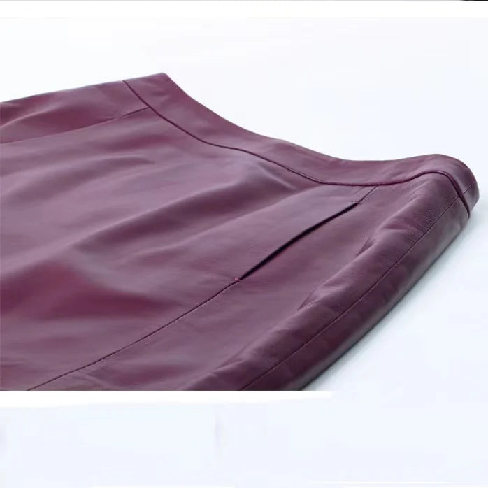 maoxiangshop Leather Skirt Women Fashion New High Waist Skirt Spring Autumn Slim Mini Skirt Genuine Leather Shorts Boots Y2k