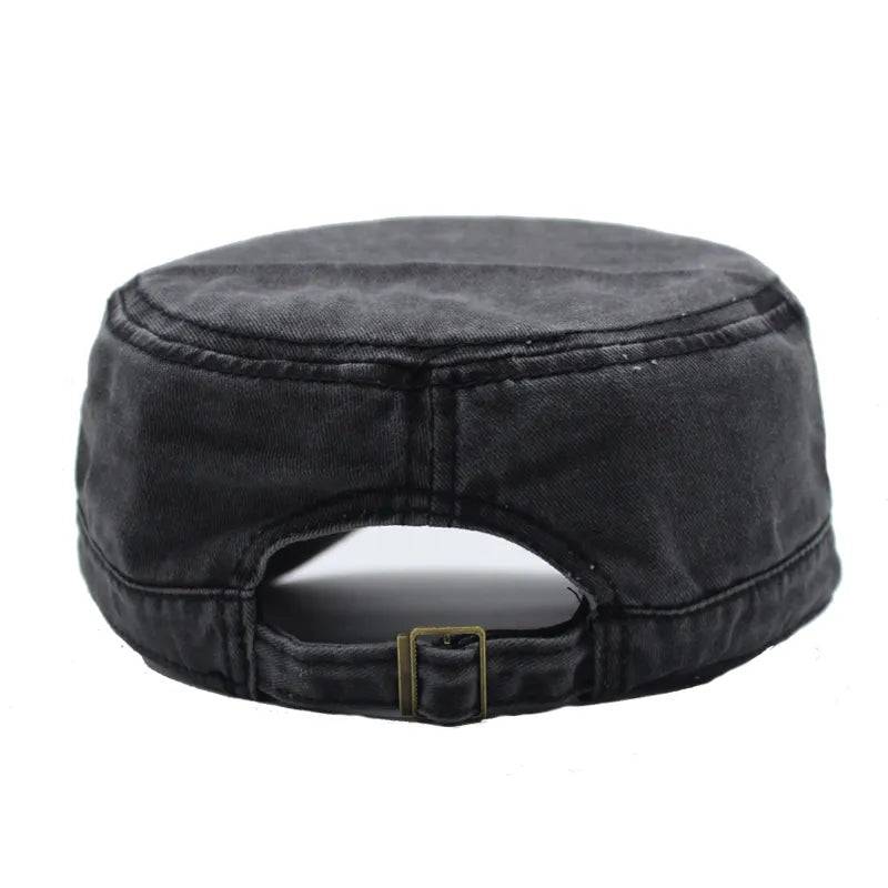 maoxiangshop New Washed Cotton Flat Top Cap Adjustable Outdoor Caps Women Men Retro Hats Man Cap
