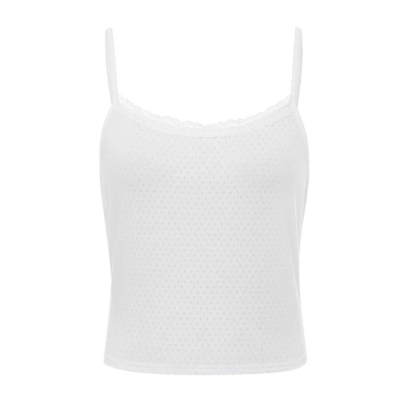 maoxiangshop Women Y2K Casual Camisole Top Spaghetti Strap Lace Trim Patchwork Slim Fit Summer Party Club Tops