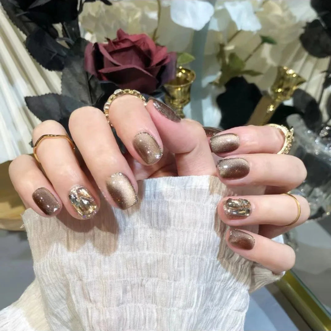 maoxiangshop 24pcs Wearable Pink Press On Fake Nails Tips With Glue false nails design Butterfly Lovely Girl false nails With Wearing Tools