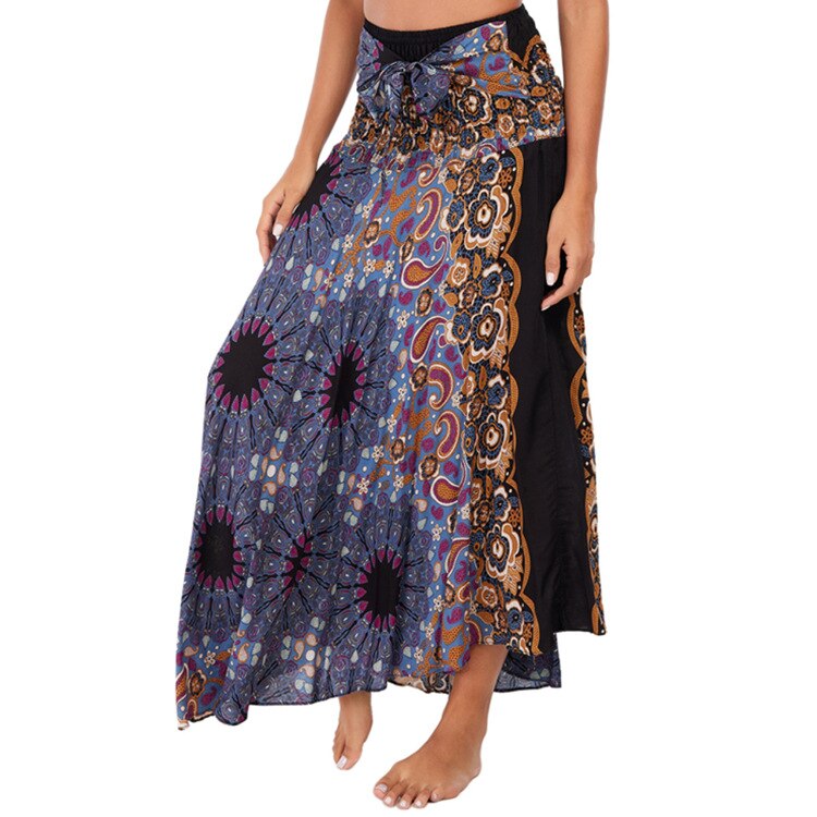 maoxiangshop Fashion Skirts Women Clothes Roupas Saia Bottom Women Skirt New Sexy Woman Long Jupe Bohemian Boho Flowers Elastic Waist Faldas