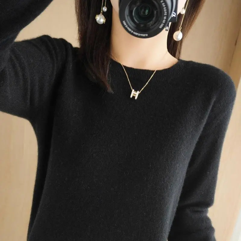maoxiangshop Women Sweater Spring Autumn Long Sleeve O-neck Pullovers Warm Bottoming Shirts Korean Fashion Sweater Knitwear Soft Jumpers