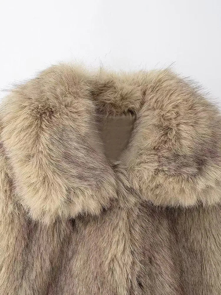 maoxiangshop - Elegant Faux Fur Women Vest Thicken Lapel Single Breasted Warm Lady Sleeveless Coat 2024 Fashion Autumn Winter Female Outwear