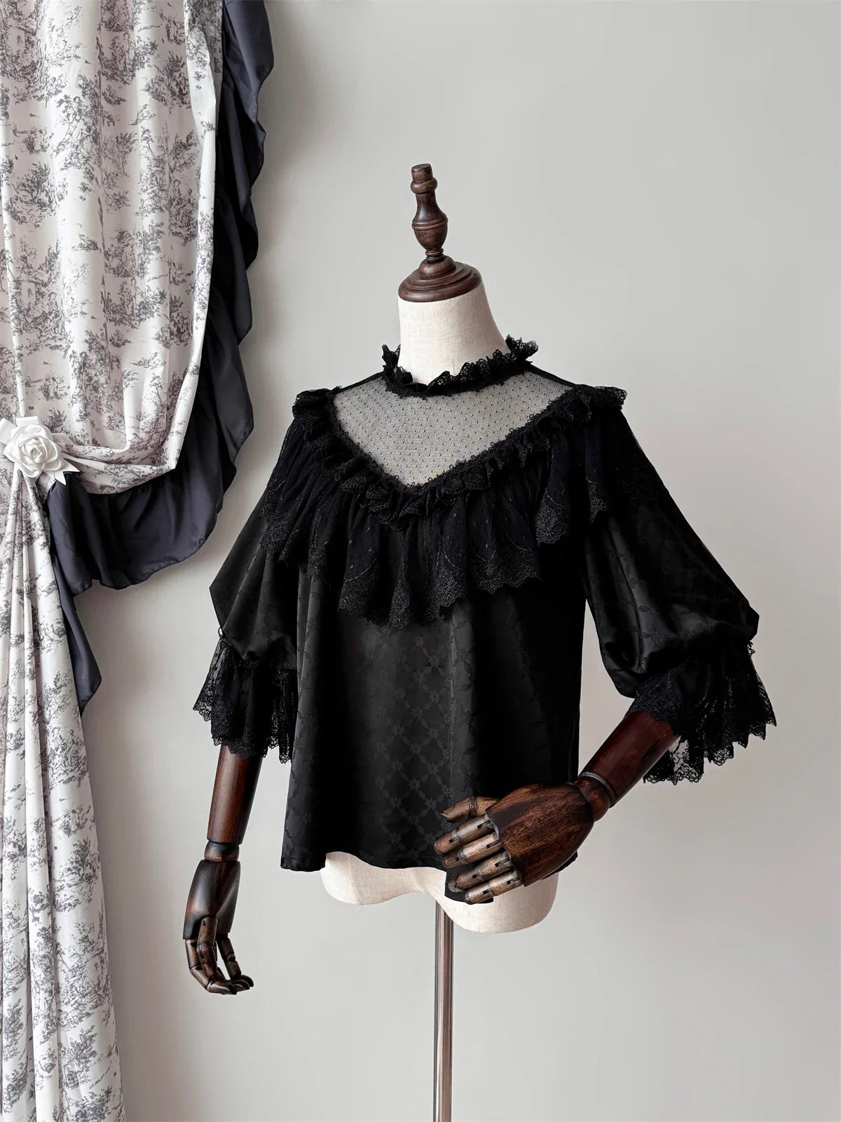 maoxiangshop - Muppet Mind Ben~Classic Lolita Shirt V-neck Short Sleeves Blouse