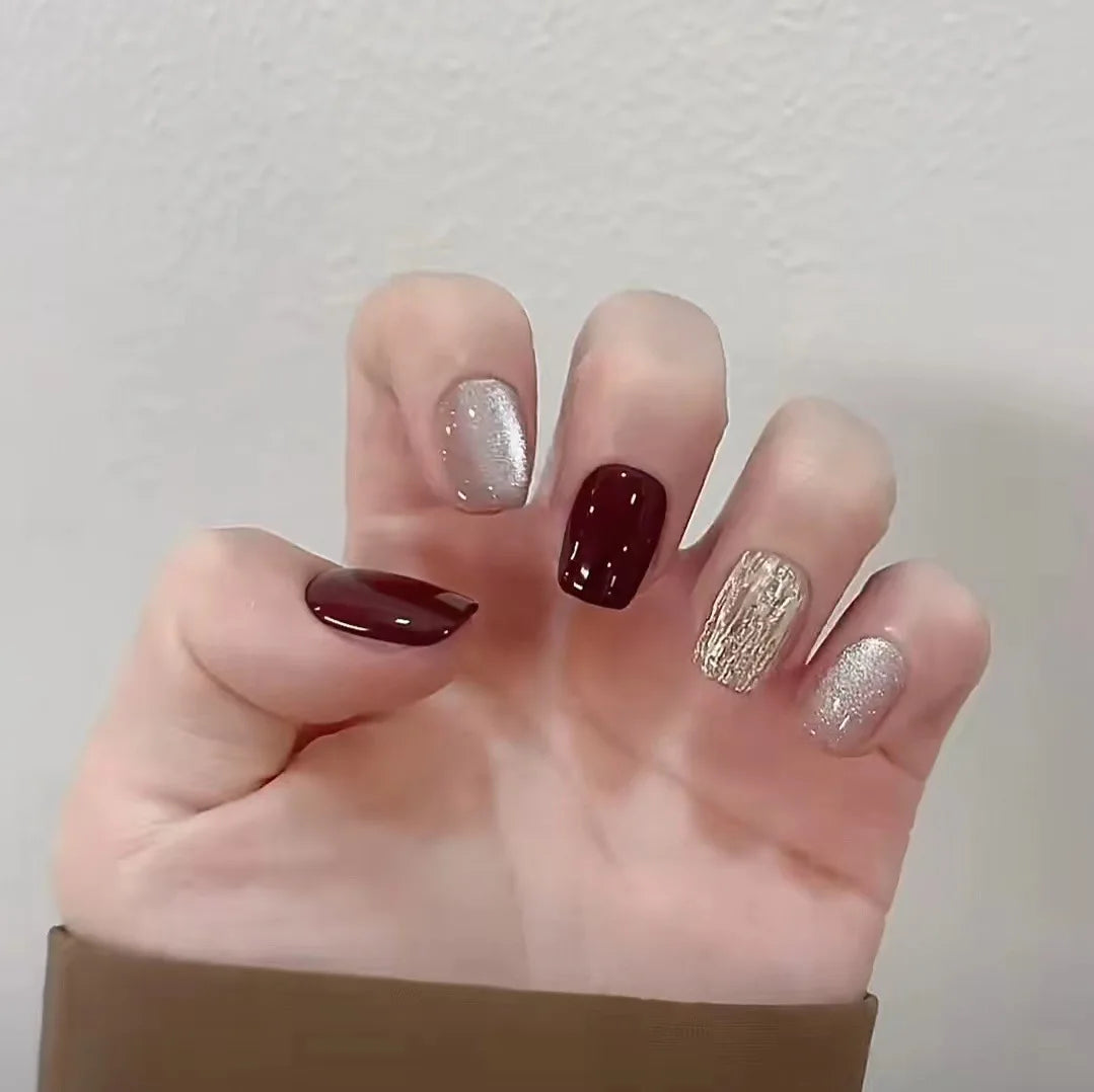 maoxiangshop 24pcs Wearable Pink Press On Fake Nails Tips With Glue false nails design Butterfly Lovely Girl false nails With Wearing Tools