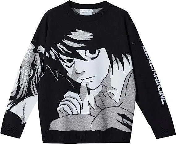 Hip Hop Knitted Men's Women's Sweater 2023 Harajuku Fashion Spider Boy Pattern Printing Loose Tops Casual Streetwear Pullover