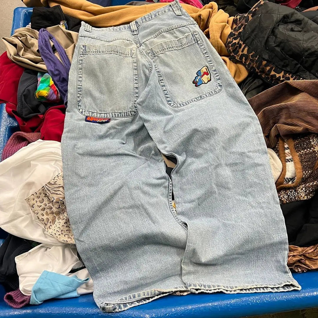 Jeans New Y2K Women Harajuku Retro Hip Hop Cartoon Embroidery Baggy Jeans Black Pants High Waisted Wide Trousers Streetwear