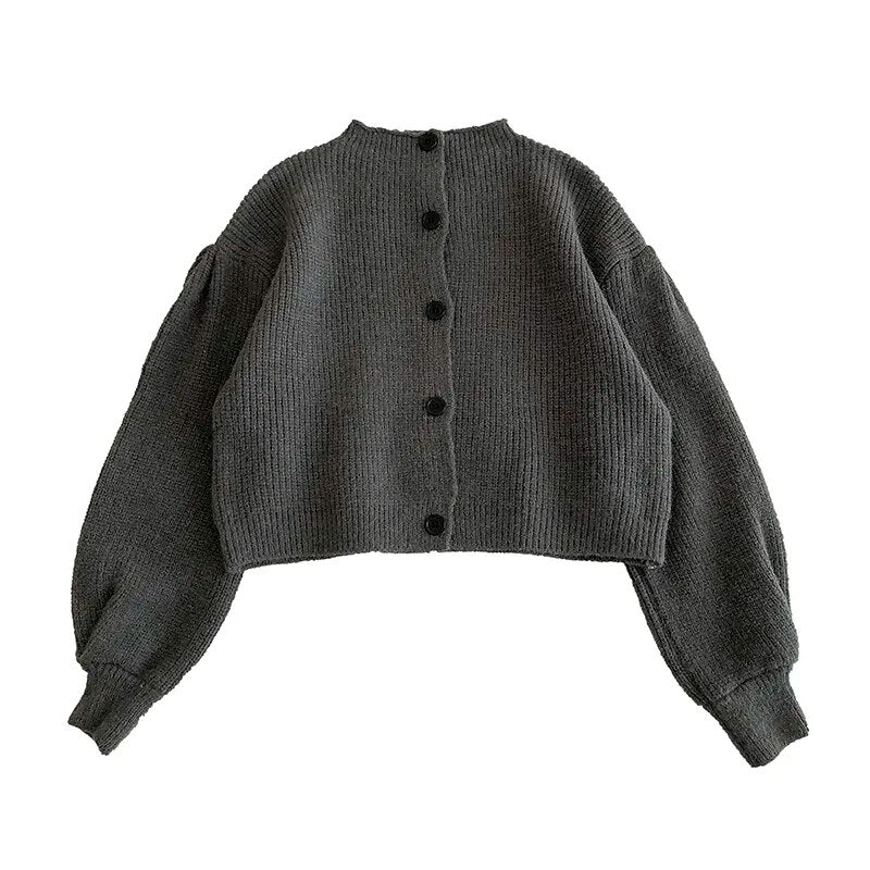 maoxiangshop Retro Turtleneck Single-Breasted Sweater Women's cardigans Autumn New Korean Loose Long-Sleeved knit Cardigans Fashion Full