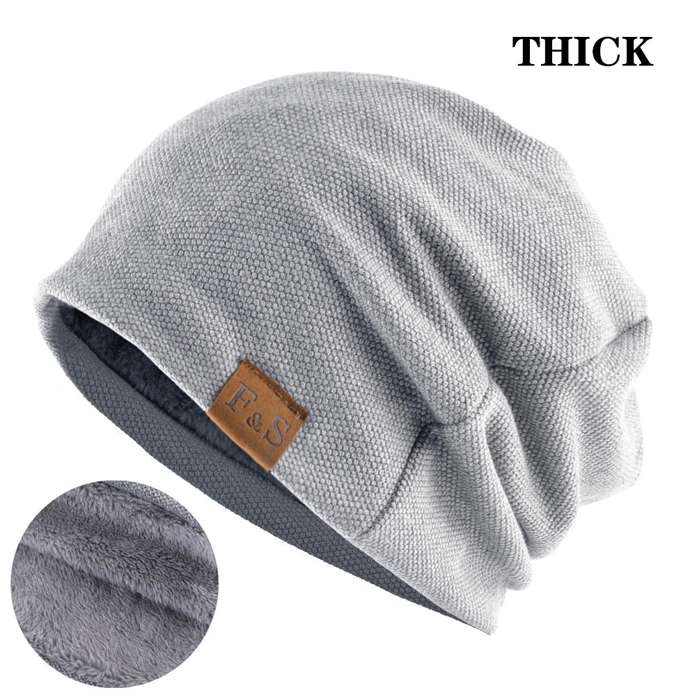 maoxiangshop Men Women Winter Warm Beanies Skullies Knitted Solid Casual Brand Soft Knitting Hat Outdoor Plus Velvet