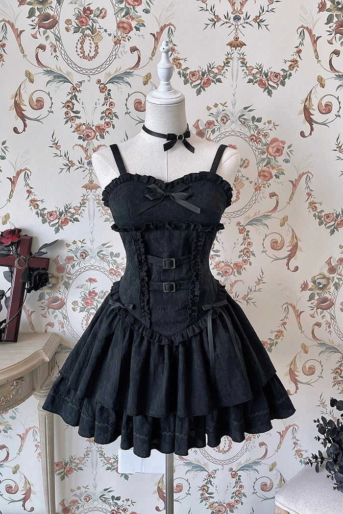 maoxiangshop - Lolita Hunter Dark Gothic Waist Slimming Halter Dress
