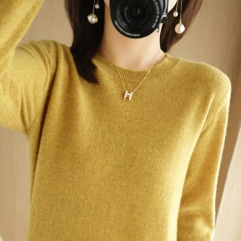 maoxiangshop Women Sweater Spring Autumn Long Sleeve O-neck Pullovers Warm Bottoming Shirts Korean Fashion Sweater Knitwear Soft Jumpers