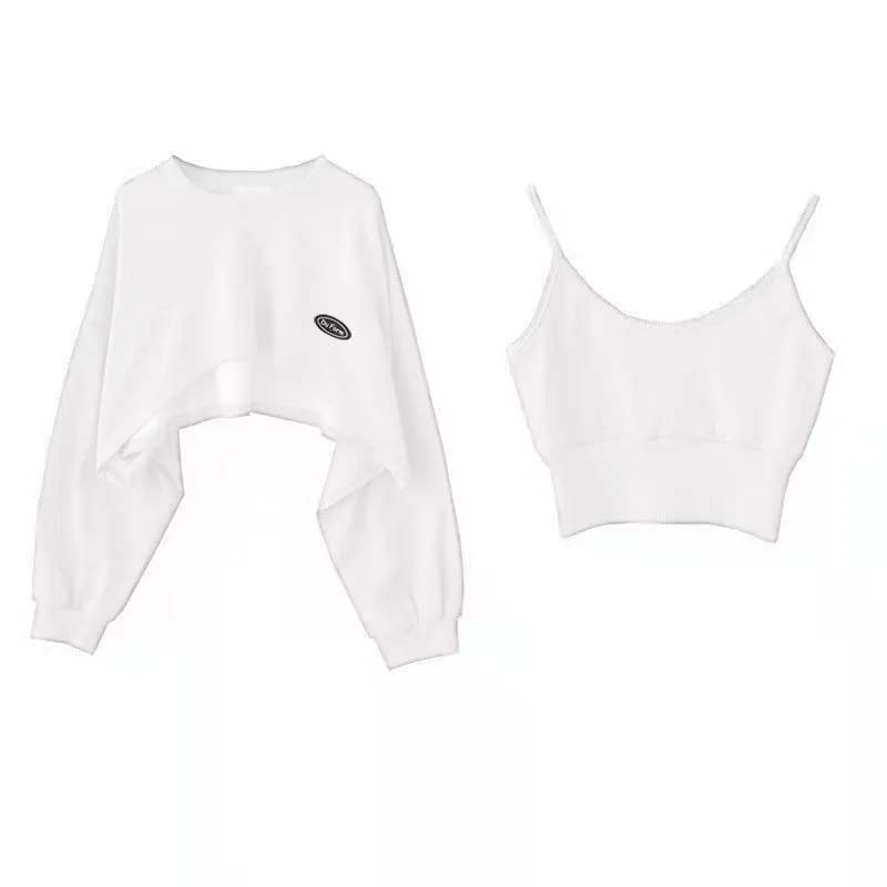 maoxiangshopWomen's Short Thin Sweatshirt Long Sleeve Crew Neck Casual Top Blouse Daily Casual Two-piece Simple Style Wholesale