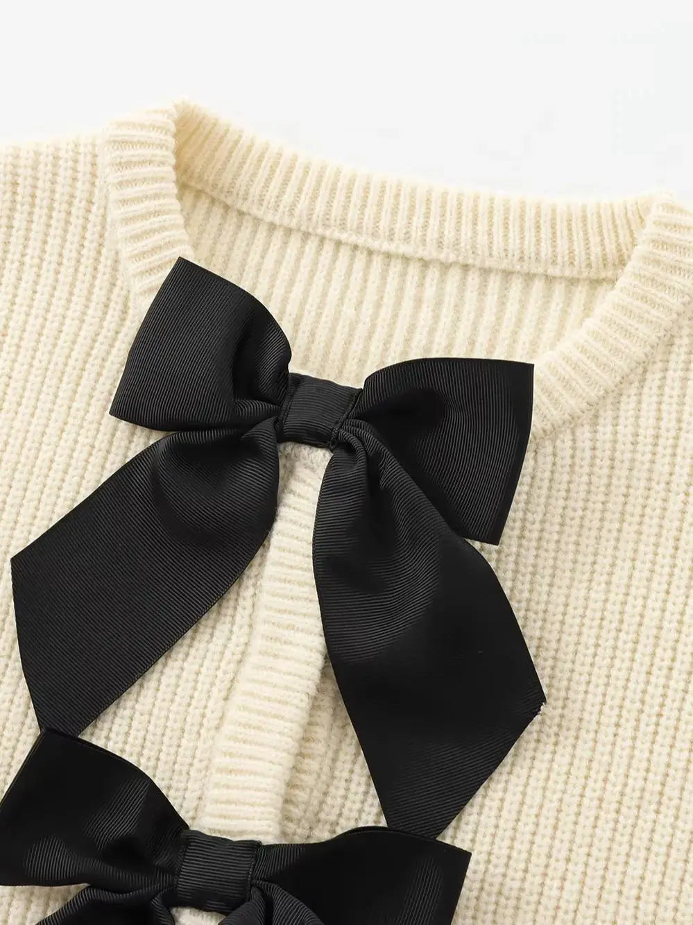 maoxiangshop - 2024 Autumn/Winter Women Bow Knit Cardigan High Street Round Neck Long Sleeve Tie Versatile Female Knitted Coat