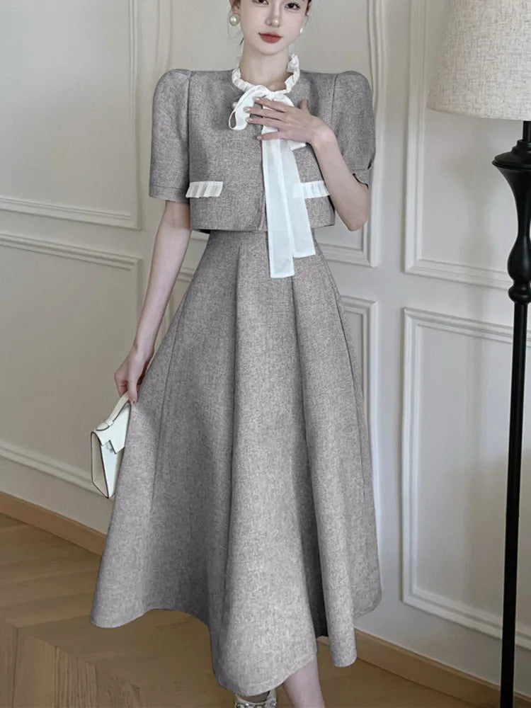 maoxiangshopsummer two piece set for women Crop Top + Pleated long Skirt Suit 2 piece sets women outfit ensemble femme