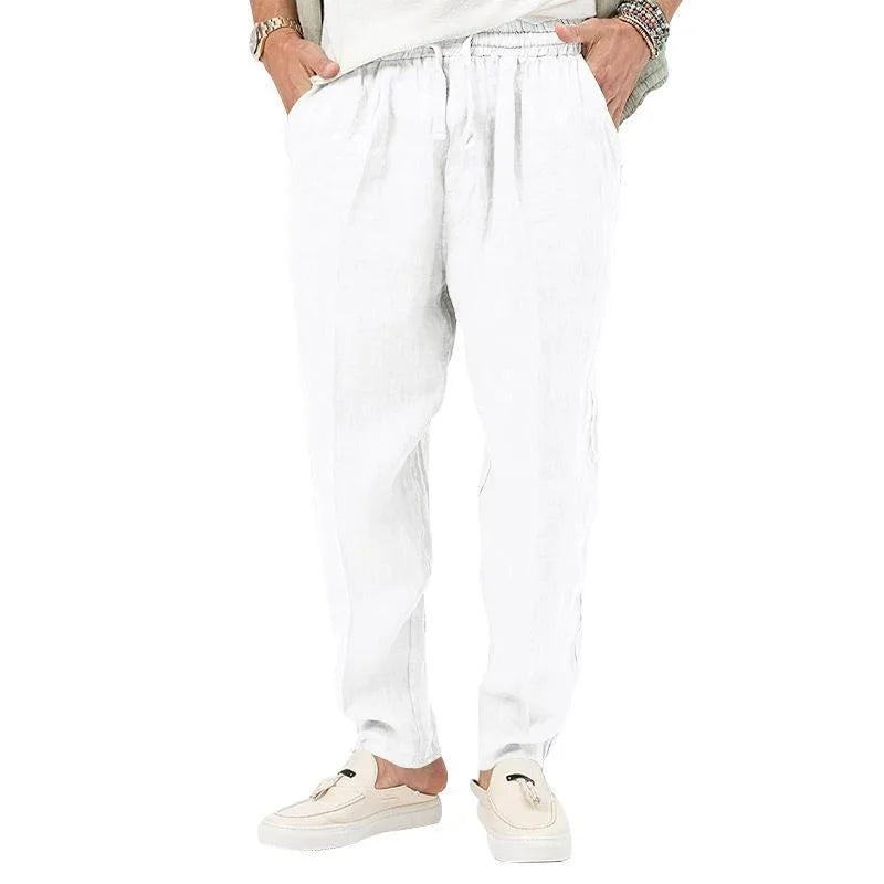 maoxiangshopMen's Long Linen Pants Lightweight Loose Fit Trousers Breathable Cotton Streetwear Sport Sweatpants Solid Color Pencil Pants