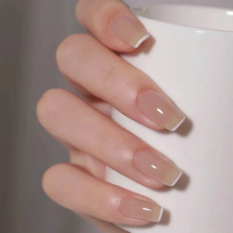 maoxiangshop 24pcs Wearable Pink Press On Fake Nails Tips With Glue false nails design Butterfly Lovely Girl false nails With Wearing Tools